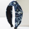 Tie Dyed Denim Fabric Hairband With Gold Star Moon Personality And External Headband view 1