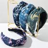 Tie Dyed Denim Fabric Hairband With Gold Star Moon Personality And External Headband view 2
