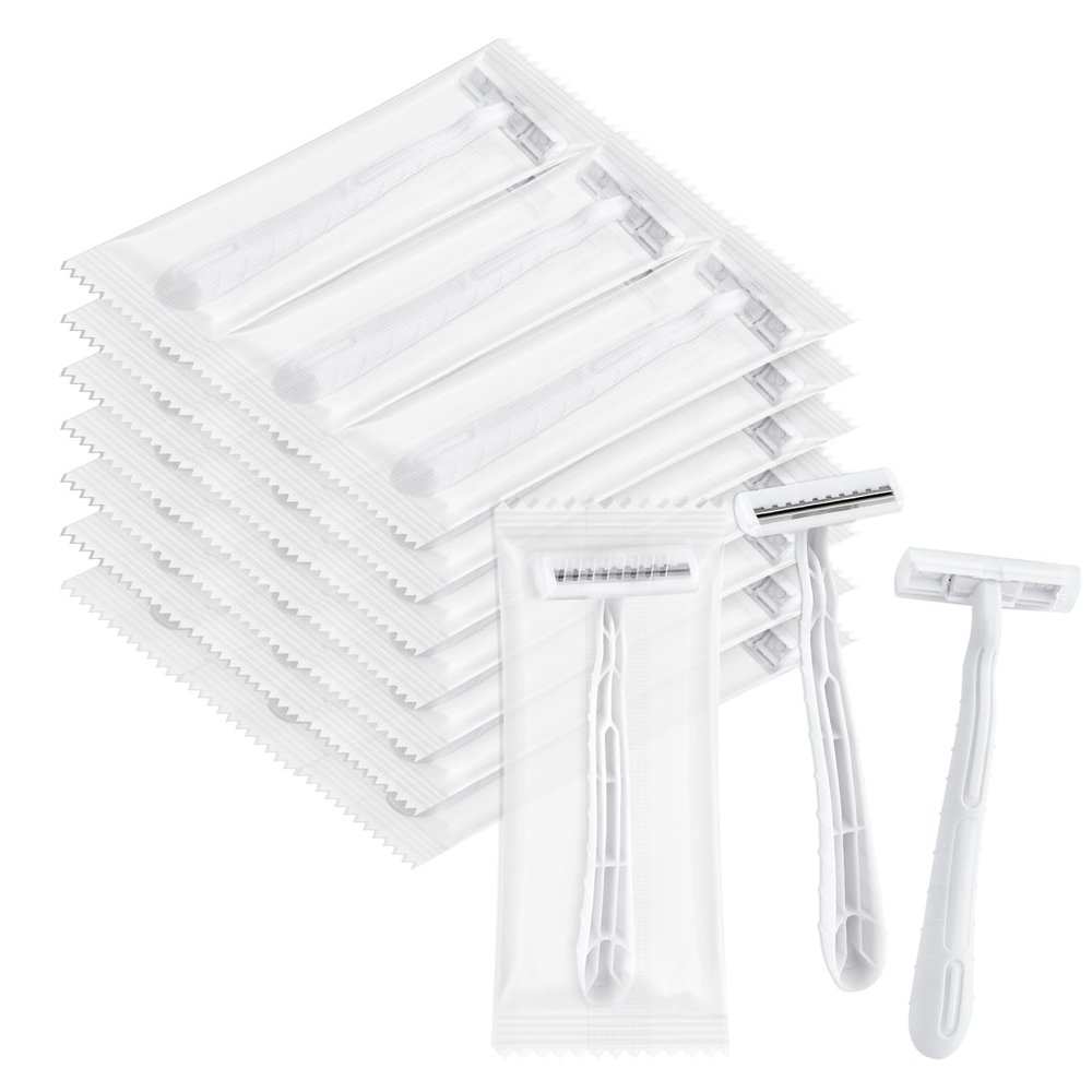 Disposable Razors, White Bulk Razors With Knife Caps, Individually Packaged, Razors In Bulk Suitable For Hotels, Shelters, Homeless People, Nursing Homes, Charities, Churches (150-PACK)