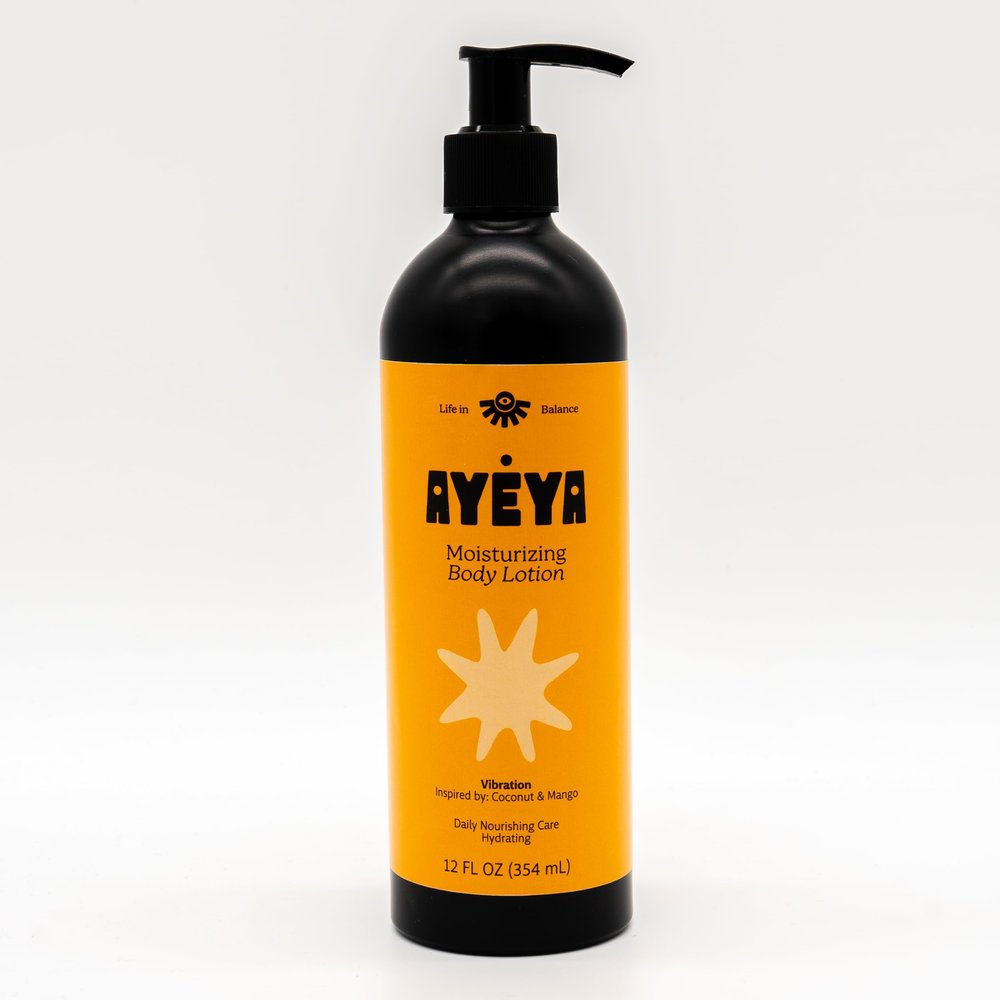 AYYA Moisturizing Body Lotion Vibration Mango, Cedarwood & Patchouli Oils Vegan Daily Lotion with Mango Butter for Deep Hydration & Skin Repair 12 Fl Oz