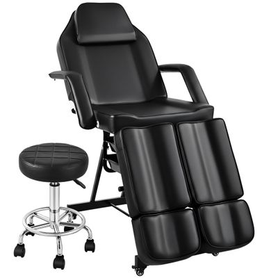 Hicomony Black Facial Chairs for Esthetician Bed, Tattoo Chair for Client, Tattoo Bed Table with Split Legs Rolling Stool, Lash Table for Eyelash Extensions Professional Adjustable Lash Chair