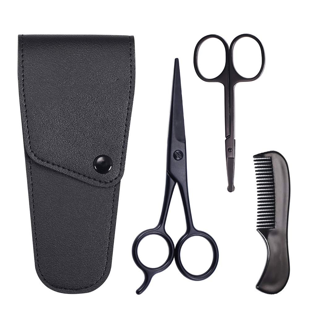 Black Series Men's Care Set Scissors Set Mustache Combs Hair Trimming Grooming Beard Scissors