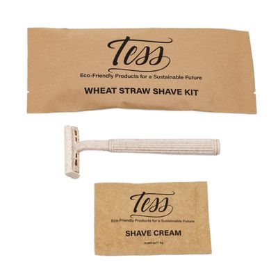 Tess Wheat Straw Shave Kit Triple Blade Razor w/Shave Cream