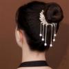 Rannyrena Pearls Tassel Rhinestone Ponytail Claw Clip for Women Crystal Bow Ponytail Bauckle Buns Hair Holder Sparkling Metal Hair Bun Accessories (Gold Ear of Wheat) view 2