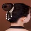 Rannyrena Pearls Tassel Rhinestone Ponytail Claw Clip for Women Crystal Bow Ponytail Bauckle Buns Hair Holder Sparkling Metal Hair Bun Accessories (Gold Ear of Wheat) view 3