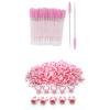 100pcs Eyelash Brush Lip Brush for Lash Extension, 100PCS Pink Disposable Plastic Nail Art Tattoo Glue Rings Holder view 1