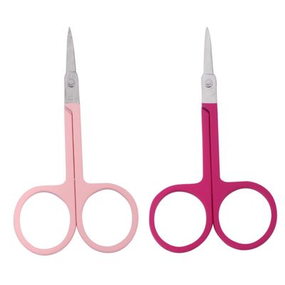 Ipetboom 2pcs Stainless Steel Eyebrow Trimmers Precision Brow Scissors and Makeup Tool for Eyebrow Shaping and Grooming Safe and Beauty Instrument and Rose Red