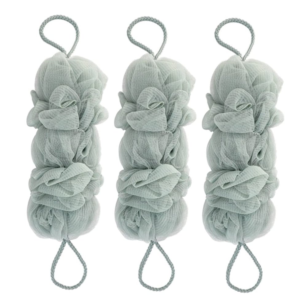 BAZEITFLOW 3pcs Long Back Scrubbers for Bathing Body Scrubbers and Loofahs for Gentle Exfoliating Wash Balls for Daily Use and Skin Health