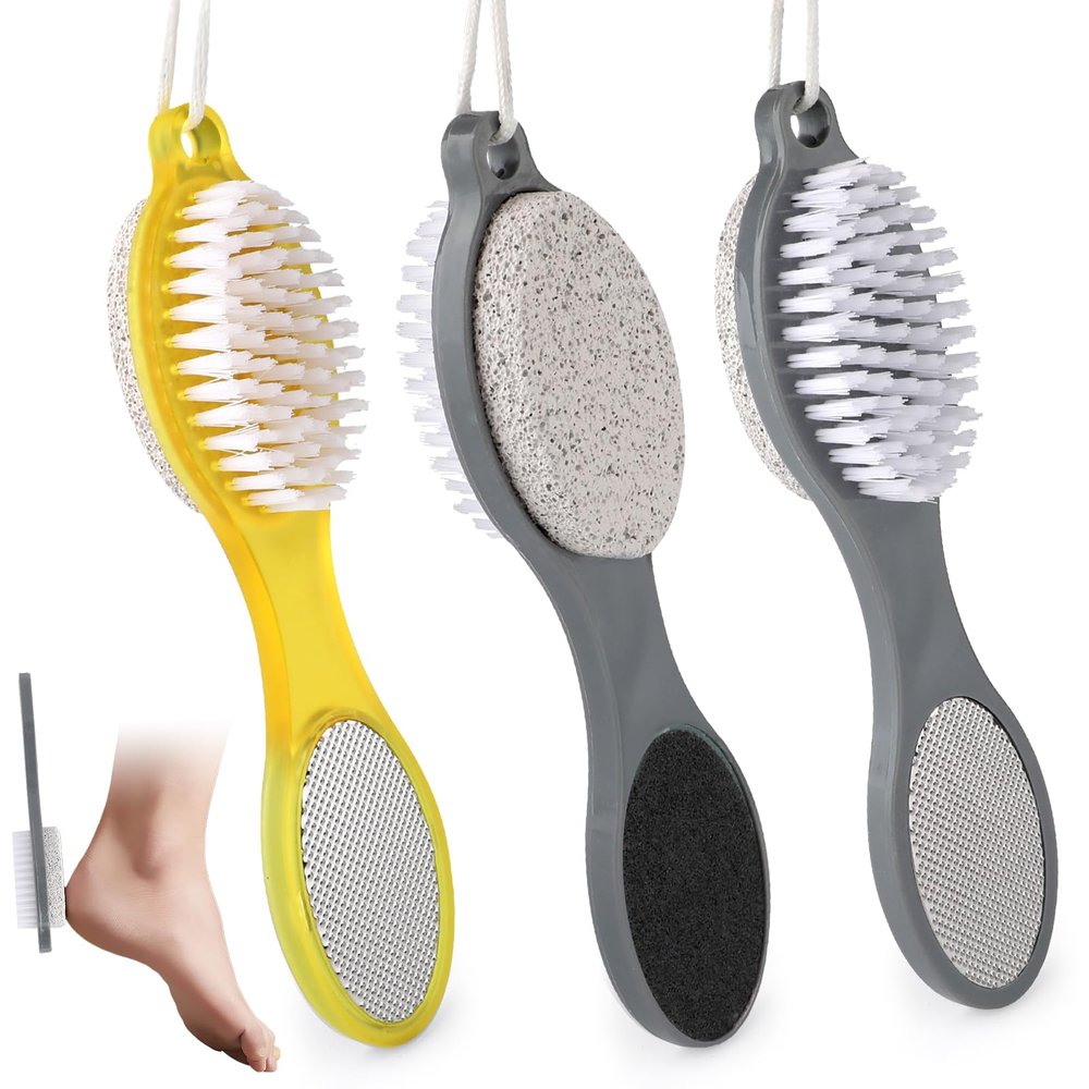 3Pcs 4 in 1 Foot File Callus Remover with Pumice Stone,Foot Rasp Sandpaper,Professional Pedicure Tools for Dead Skin Removal Home Foot Care Ergonomic Non Slip Handle