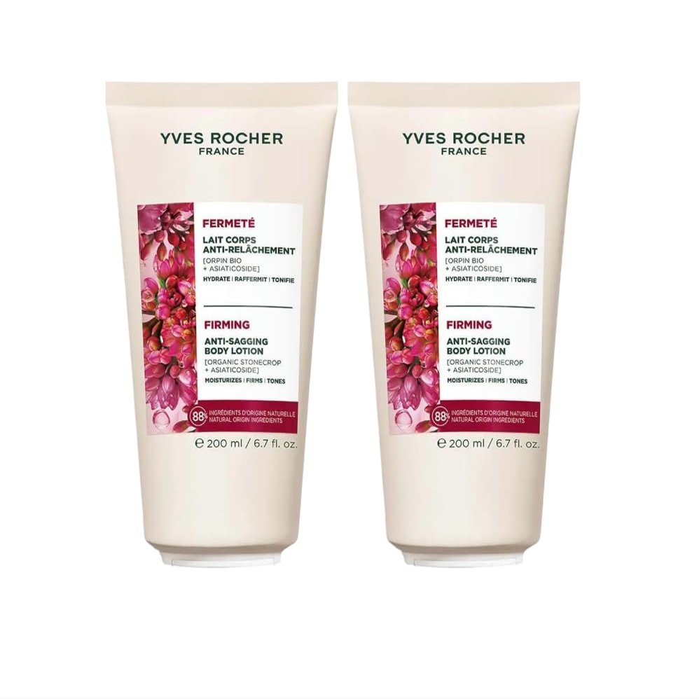 Yves Rocher Firming Anti Sagging Body Lotion Firmness Moisturizing Toning Skin Care Hydrating Body Moisturizer Set of 2-200ml / 6.7 fl oz Best Gift Kit