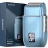 Electric Razor, Electric Shaver for Men, Upgraded Foil Shaver with 3 Speeds, Double Floating Blade IPX7 Waterproof Wet/Dry LED Display USB Type C Rechargeable Blue view 1