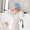 5 Pack Microfiber Hair Towel,Hair Turbans for Wet Hair,Super Absorbent Microfiber Hair Towel for Curly Hair,Head Towel to Dry Hair Quickly (Blue) view 3