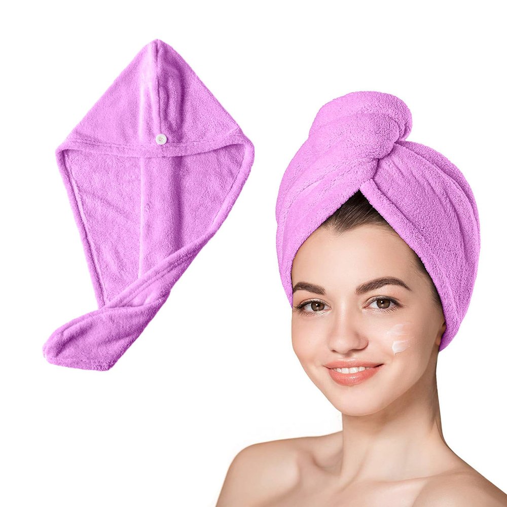 5 Pack Microfiber Hair Towel,Hair Turbans for Wet Hair,Super Absorbent Microfiber Hair Towel for Curly Hair,Head Towel to Dry Hair Quickly (Light Purple)