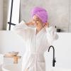 5 Pack Microfiber Hair Towel,Hair Turbans for Wet Hair,Super Absorbent Microfiber Hair Towel for Curly Hair,Head Towel to Dry Hair Quickly (Light Purple) view 3