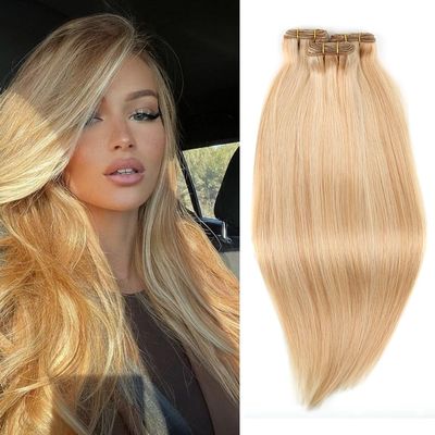ELIHAIR Virgin Human Hair Weft Weaves Extensions Piano Color Bundle Hair for Full Head 3 Bundles Straight Hair #27/613