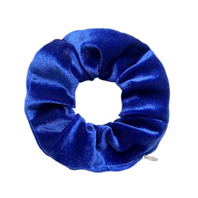 20Pcs Velvet Pocket Scrunchie with Hidden Zipper, 4.3 - Inch Multiple Colors Hair Tie for All Hair Types and Textures for Party Favors, Key Bags, Purses (Sapphire Blue)