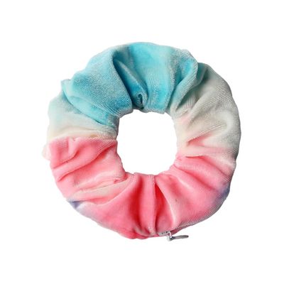 20Pcs Velvet Pocket Scrunchie with Hidden Zipper, 4.3 - Inch Multiple Colors Hair Tie for All Hair Types and Textures for Party Favors, Key Bags, Purses (Pink Blue)