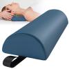 Half Round Massage Bolster for Neckrest, 14 x 6 x 3 in PU Leather Neck Pillow with Strap Handle, Comfortable Half Moon Bolster Pillow for Legs Under Knees Back Pain Relief Massage Table Bolsters, Blue view 1