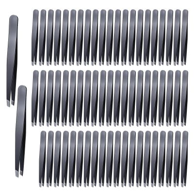 64 Pieces Eyebrow Tweezers Bulk for Women Men, Precision Stainless Steel Slanted Tweezers Mini Tweezer for Brow, Facial Hair & Ingrown Hair Removal, Plucking Blackhead