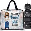 Acalpa Personalized Toiletry Bag - Gift For Traveling Lovers, Besties, Family - Just A Girl Who Loves Traveling (All My Travel Stuff) view 1