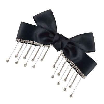 CALLARON Elegant Bow Hairpin for Women Rhinestone Hair Bow Clip Hair Barrette Tassel