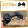 CALLARON Elegant Bow Hairpin for Women Rhinestone Hair Bow Clip Hair Barrette Tassel view 2