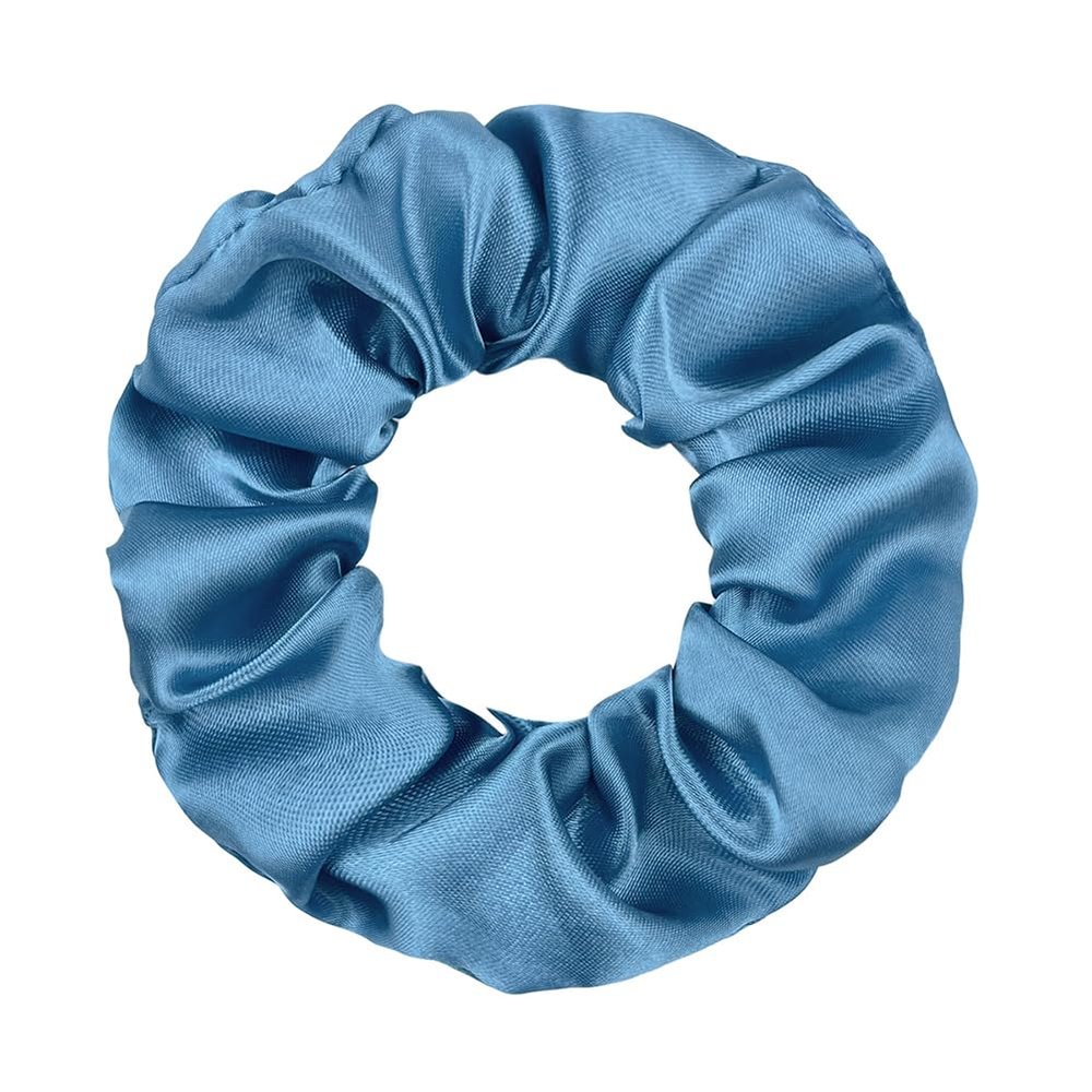 30 Pcs Satin Cloth Hair Scrunchies, 3.94 Inch Elastic Ponytail Clips, Elastic Curly Hair Ties and Ropes for Women Hair Accessories, Party, Holiday Dress Accessories (Black Blue)