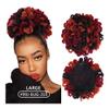 Bun, Clip-In Hair Bun for Black Women, Synthetic Drawstring Ponytail for Women(Red black) view 1