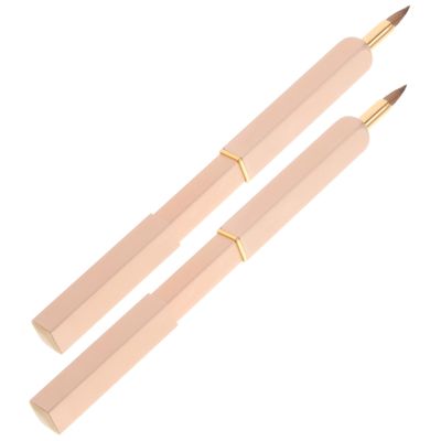 Mikinona 2pcs Retractable Lip Brush Double-sided Makeup Brush Applicators for Portable Lip Liner Lipstick Application