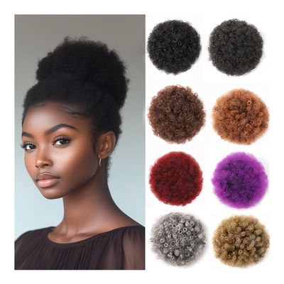 Bun, 8inch Afro Puff Synthetic Hair Bun, Fluffy Drawstring Ponytail & Chignon Clip for Women(Pink)