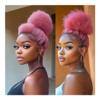 Bun, 8inch Afro Puff Synthetic Hair Bun, Fluffy Drawstring Ponytail & Chignon Clip for Women(Pink) view 2