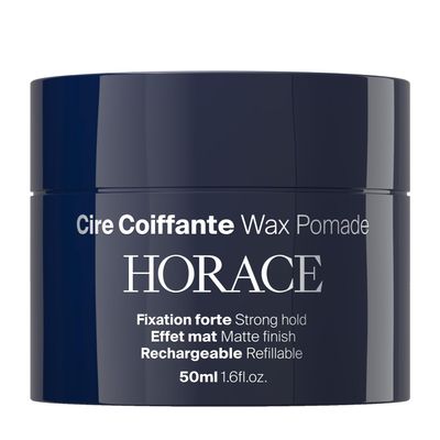 HORACE Hair Wax Pomade for Men  Strong & Long-Lasting Hold  Matte Finish  No Silicones or Mineral Oils  Woody Scent  Refillable, 50 ml