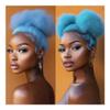 Bun, 8inch Afro Puff Synthetic Hair Bun, Fluffy Drawstring Ponytail & Chignon Clip for Women(Light green) view 2