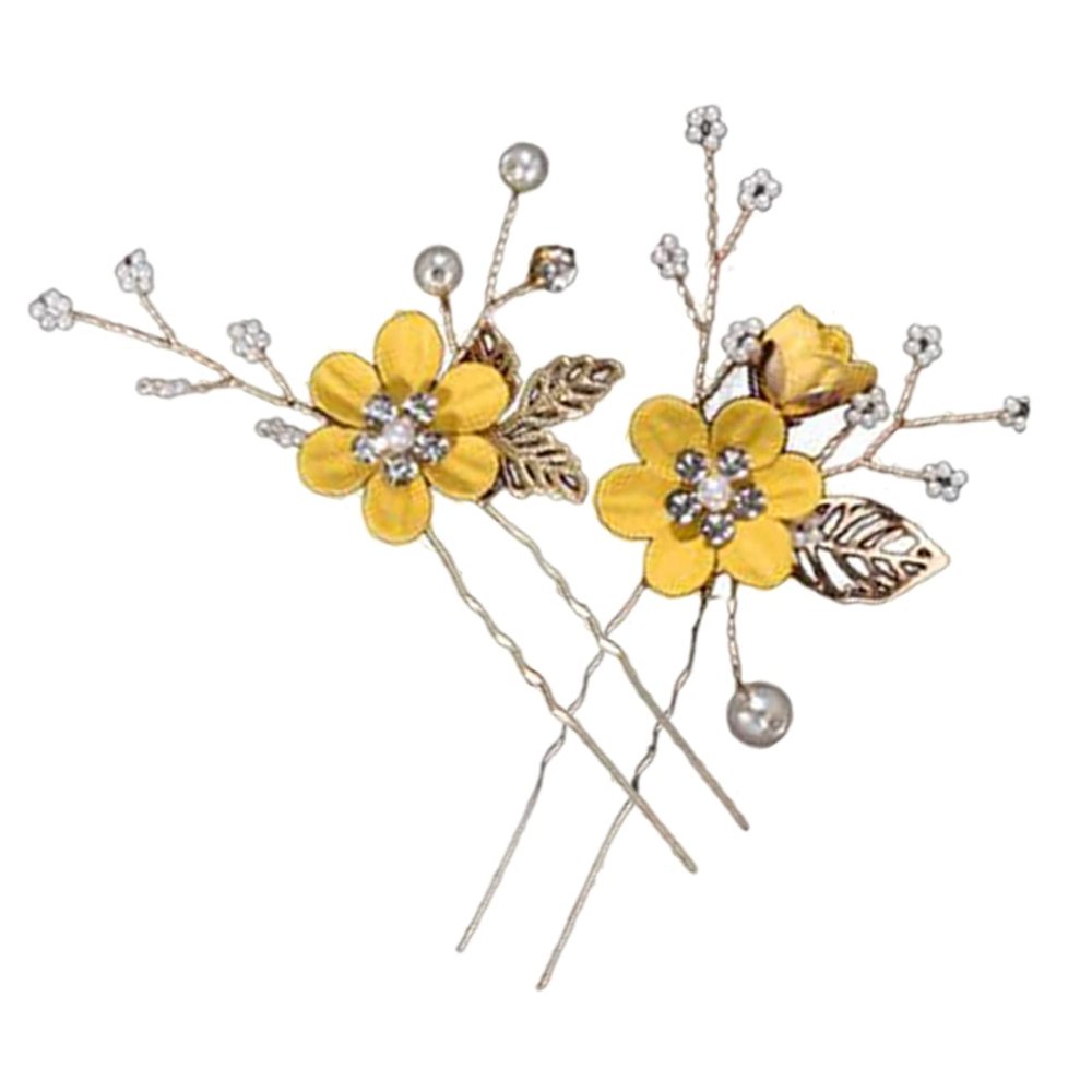 LOORGVEL 2pcs Delicate Cloth Flower Hairpins Elegant Bridal Hair Accessories for Weddings Eye-catching Jewelry for Bridesmaids for Parties Special Occasions Comfortable and Creative Design