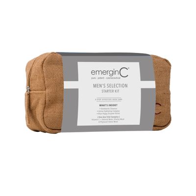 emerginC Mens Skin Care Set - Cleanse, Exfoliate & Hydrate - The Men's Selection Starter Kit - Kombucha Cleanser, Blue Boppy Enzyme Brightening Polish, Active Hydrating Complex (3 Piece Set)