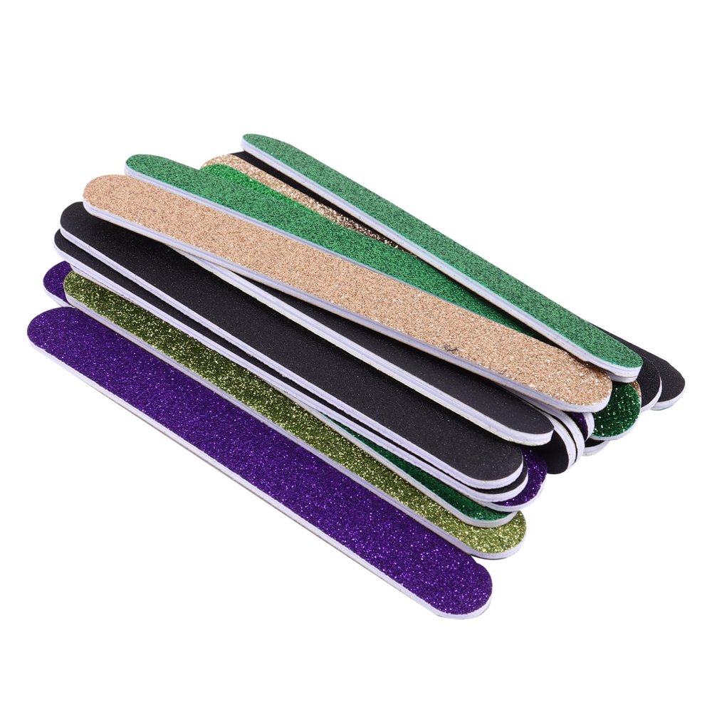 Beavorty 20pcs Glitter Nail Files for Natural Nails Stylish Manicure Pedicure Tools for Home Travel Use
