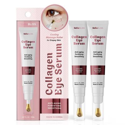 BellaBLISS Collagen Eye Serum with Cooling Roller  Under Eye Treatment for Puffiness, Dark Circles & Fine Lines  Anti-Aging, Hydrating Formula  Made in Korea  20 ML  Pack of 2