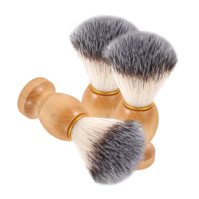 WOONEKY 3pcs Soft Bristle Beard Grooming Brushes for Men Natural Handle Gentle Facial Cleaning Accessory Daily Shaving Tool for