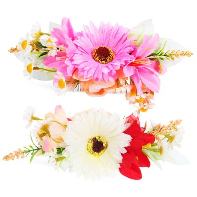 Beatifufu 2pcs Flower Hair Side Combs Handmade Rose Hairpins for Weddings Brides and Bridesmaids Floral Hair Accessories and Pink for Elegant Headdresses