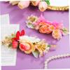 Beatifufu 2pcs Flower Hair Side Combs Handmade Rose Hairpins for Weddings Brides and Bridesmaids Floral Hair Accessories and Pink for Elegant Headdresses view 2