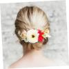 Beatifufu 2pcs Flower Hair Side Combs Handmade Rose Hairpins for Weddings Brides and Bridesmaids Floral Hair Accessories and Pink for Elegant Headdresses view 4