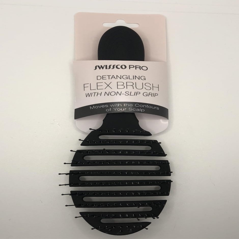 Swissco Pro Detangling Flex Brush with Non-Slip Grip (Black)
