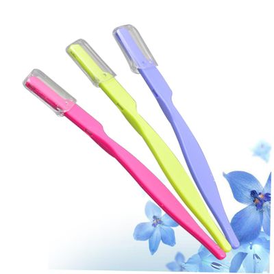 FOMIYES 3pcs Stainless Steel Eyebrow Kit Razor Trimmer Scissors Makeup Tool Portable for Women Men Travel