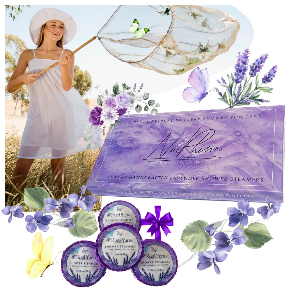LUXURY LAVENDER SHOWER STEAMERS, 100% Natural Ingredients with Pure Essential Oils. Long Lasting Steamer for a Calming Aromatherapy Spa-Like Experience. The Affordable Premium Self-Care Gift for Women