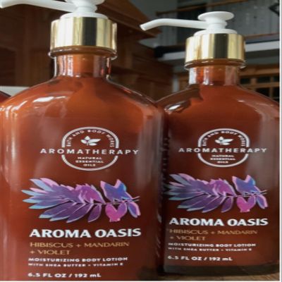 2 Aromatherapy Aroma Oasis Hibiscus Mandarin Violet Moisturizing Bath Body Lotion 6.5 Ounce