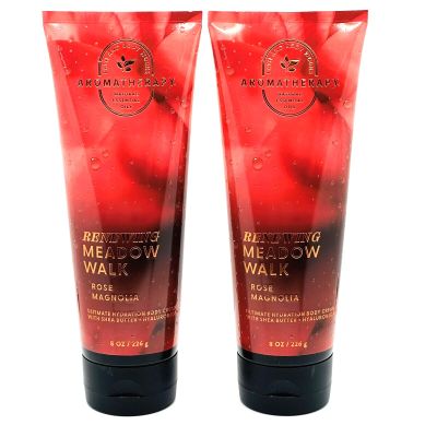 2 Aromatherapy Rose Magnolia Renewing Meadow cream Ultimate Hydration Bath & Body Cream 8 fl oz