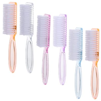 Didiseaon 6pcs Professional Nail Brush Nail Cleaning Brush Manicure Tools Long Handle Tech Supplies Random Color