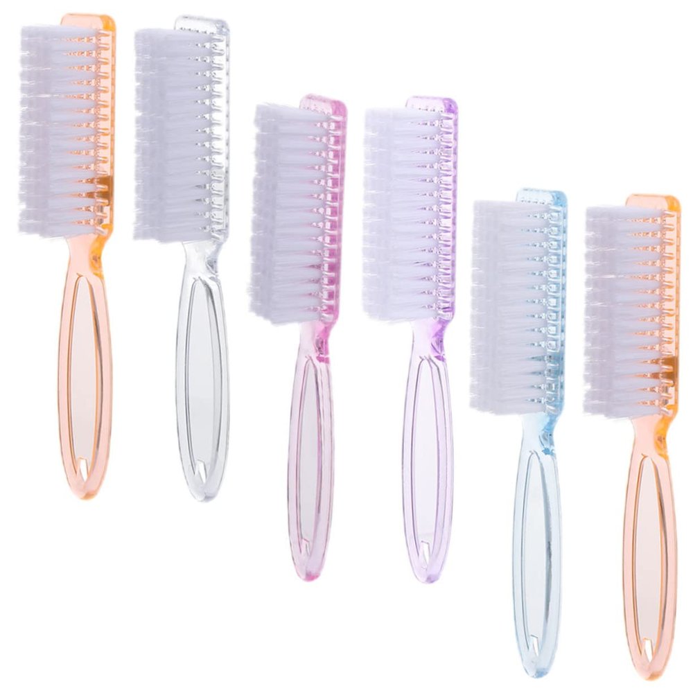 Didiseaon 6pcs Professional Nail Brush Nail Cleaning Brush Manicure Tools Long Handle Tech Supplies Random Color