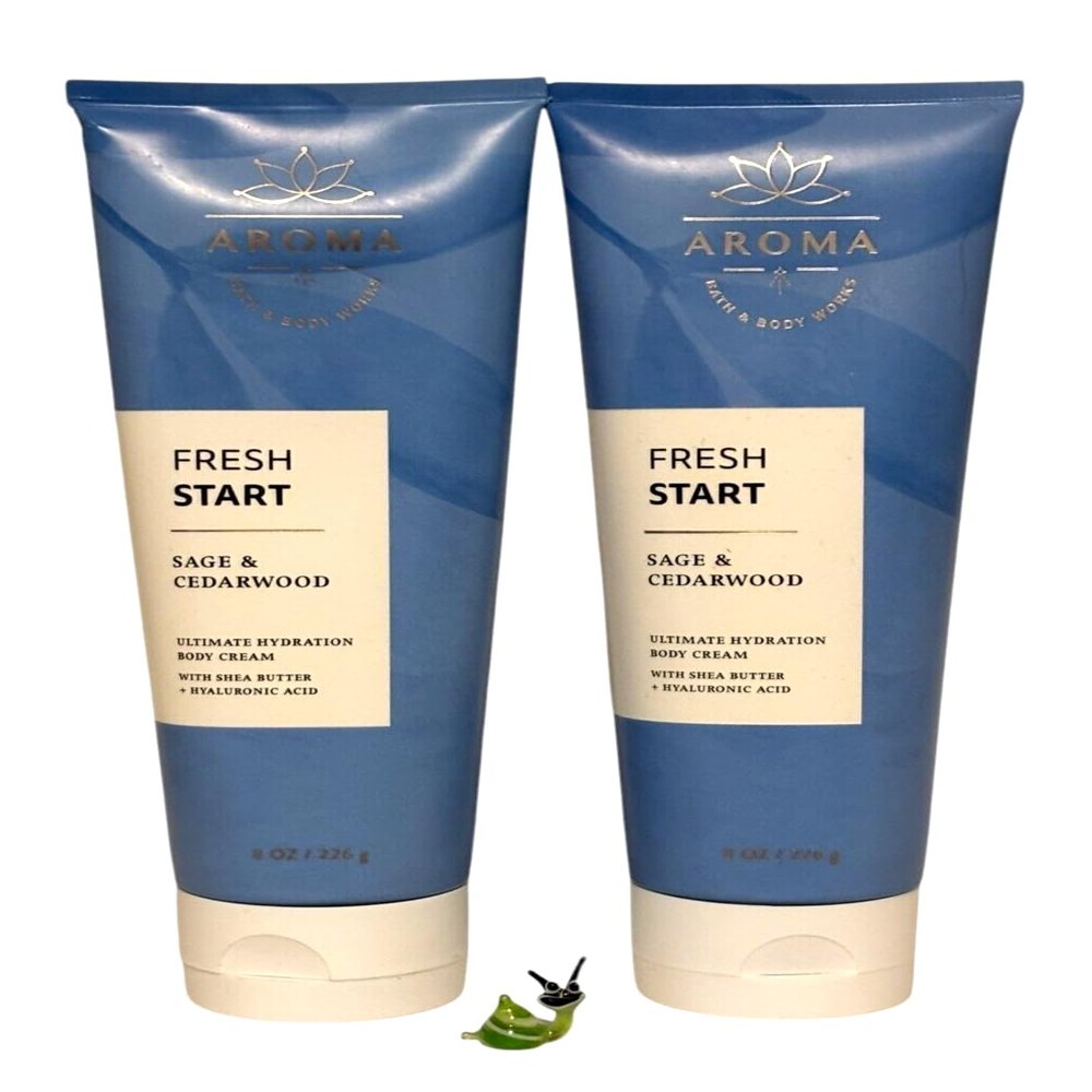 2 Aromatherapy FRESH START SAGE CEDARWOOD cream Ultimate Hydration Bath & Body Cream 8 fl oz