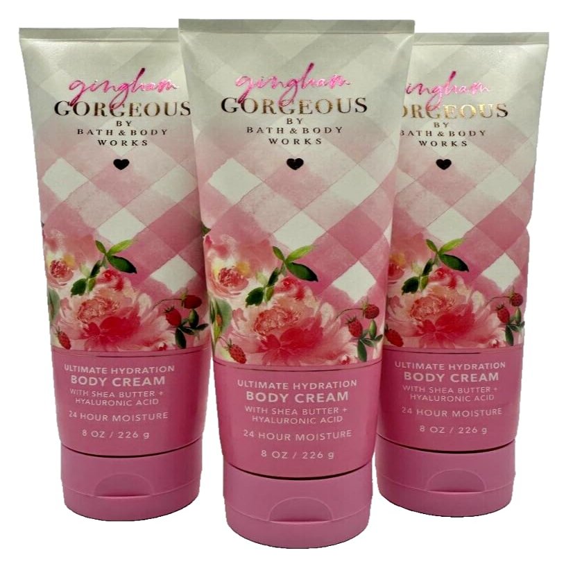 3 GINGHAM GORGEOUS Ultimate Hydration bath & Body Cream 8 oz